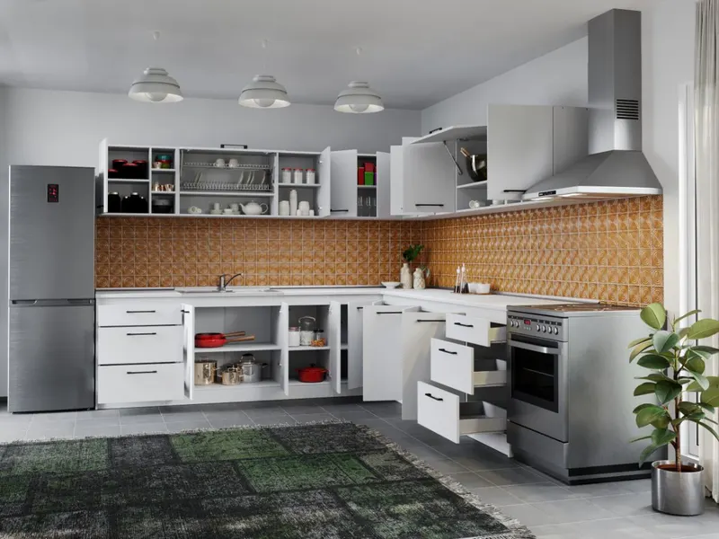 Set Mobila Bucatarie Colt Mina Pure 280*280 Alb C65 — imaginea 2