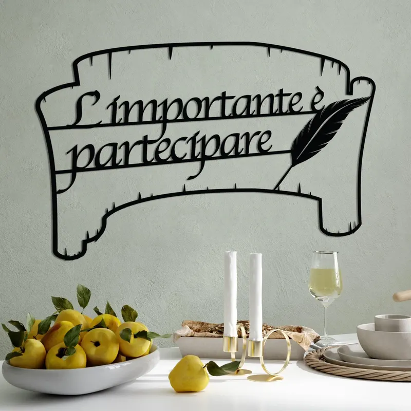 Decoratiune de perete Metal Limportante Partecipare 2, Negru, 60x39 cm - Negru