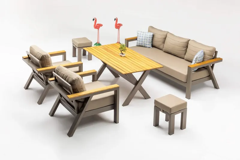 Set de lounge de grădină Daisy Set Garden, Cappuccino, 6 piese - Multicolor