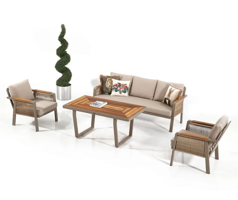 Set de Lounge de Grădină Artemis Plus, Gri, 4 piese - Multicolor