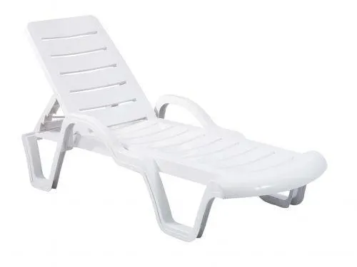 Șezlong Lara Sleeved - White, Alb, 192x42x70 cm - Alb