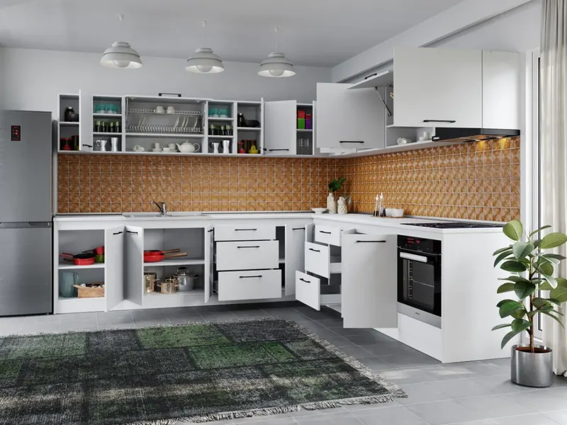 Set Mobila Bucatarie Colt Mina Pure 300*300 Alb C64 — imaginea 2