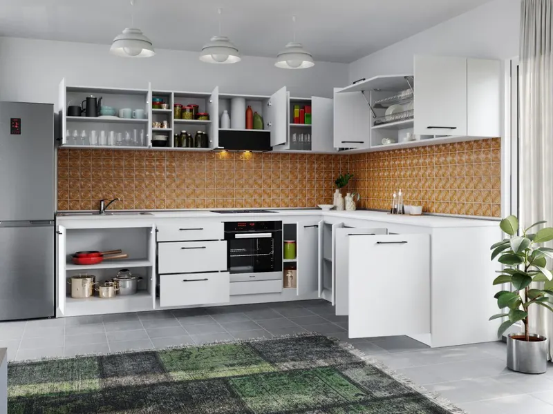 Set Mobila Bucatarie Colt Mina Pure 300*240 Alb C61 — imaginea 2