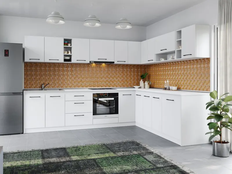 Set Mobila Bucatarie Colt Mina Pure 300*240 Alb C61 — imaginea 3