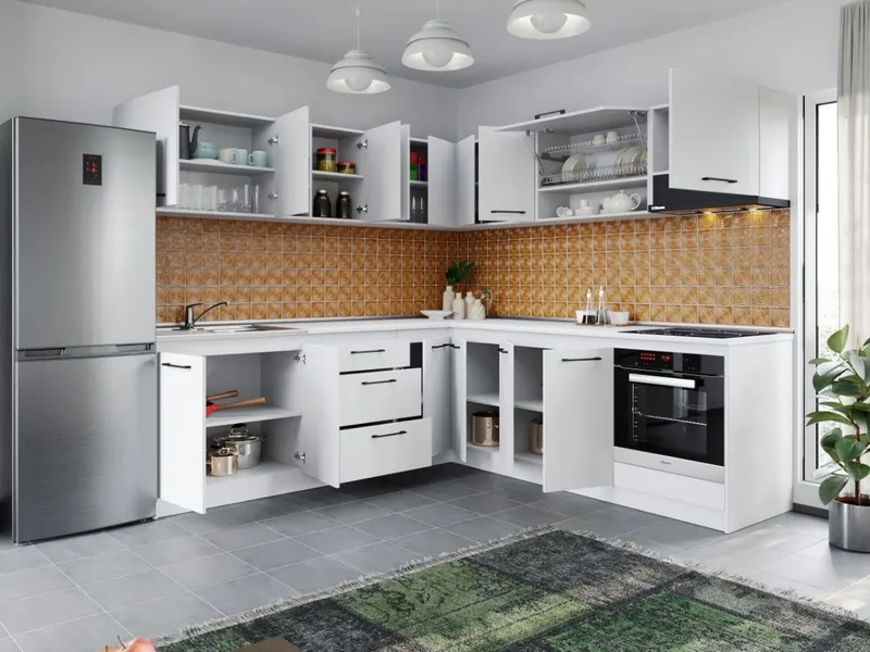 Set Mobila Bucatarie Colt Mina Pure 240*240 Alb C60 — imaginea 2