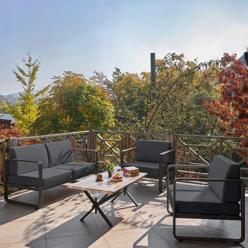Set De Lounge De Grădină Lux Naomi, 4 bucati - Gri