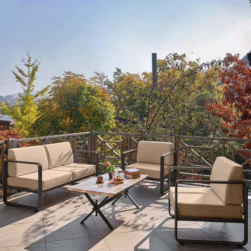 Set De Lounge De Grădină Lux Naomi, 4 bucati - Bej antracit