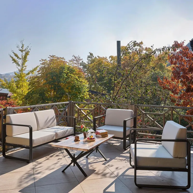 Set De Lounge De Grădină Lux Naomi, 4 bucati - Crem/antracit