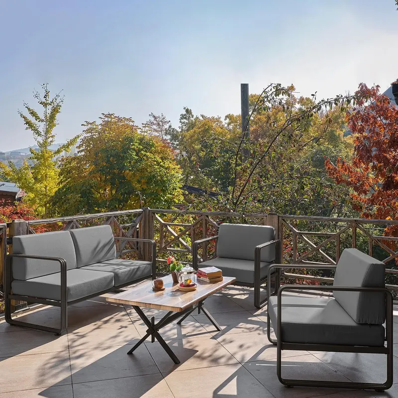 Set De Lounge De Grădină Lux Naomi, 4 bucati - Gri antracit