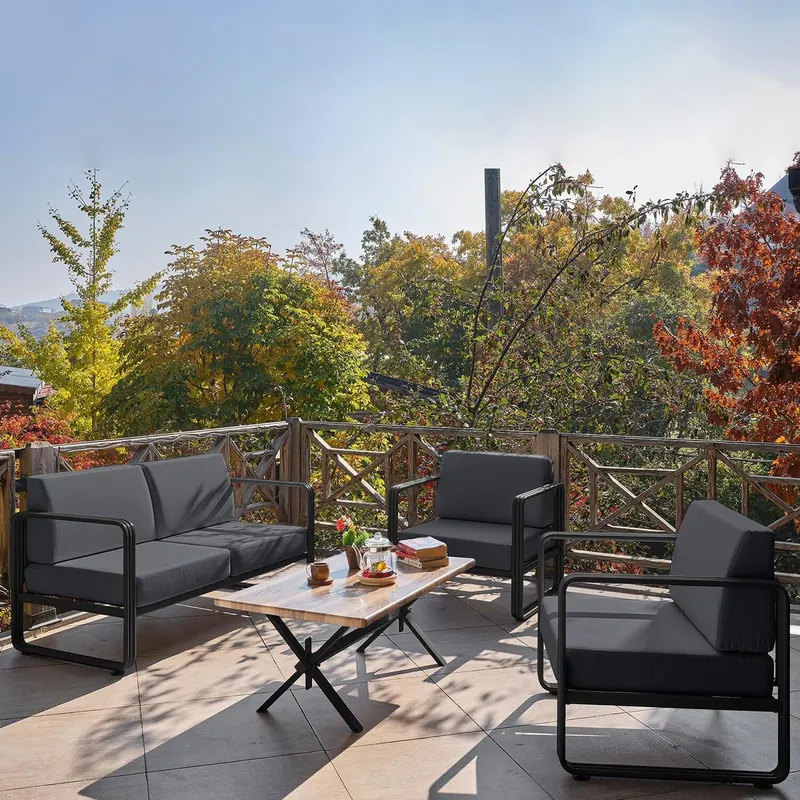 Set De Lounge De Grădină Lux Naomi, 4 bucati - Antracit negru