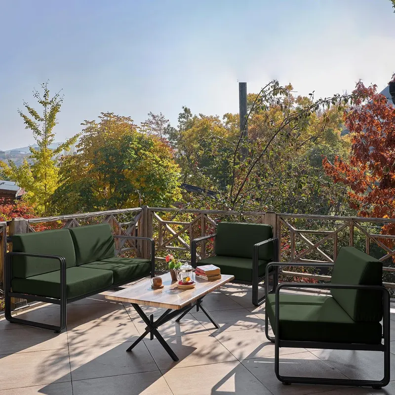 Set De Lounge De Grădină Lux Naomi, 4 bucati - Negru Verde