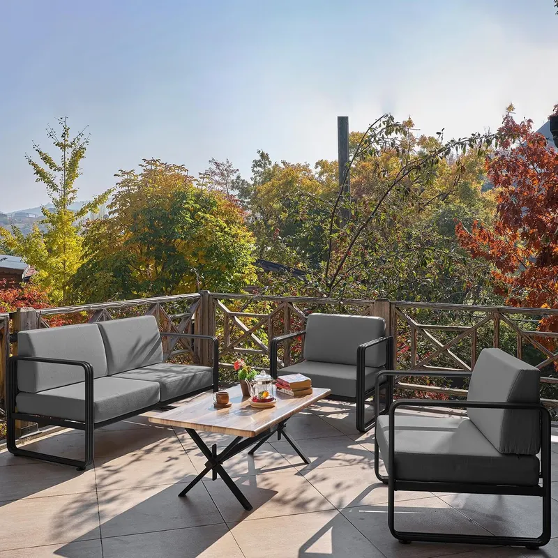 Set De Lounge De Grădină Lux Naomi, 4 bucati - Gri inchis