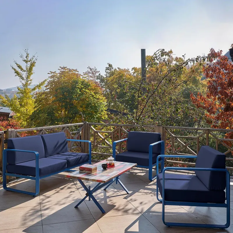 Set De Lounge De Grădină Lux Naomi, 4 bucati - Albastru închis