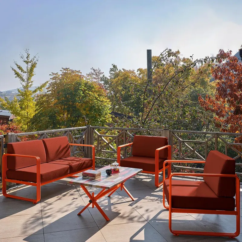 Set De Lounge De Grădină Lux Naomi, 4 bucati - Rosu