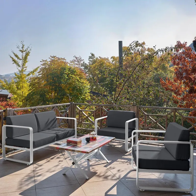 Set De Lounge De Grădină Lux Naomi, 4 bucati - Antracit alb