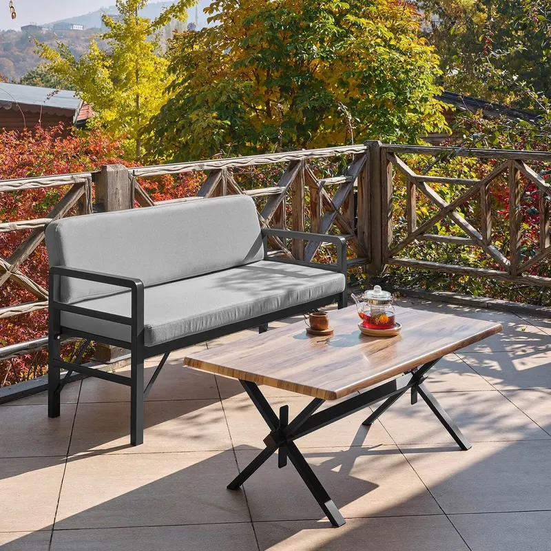 Canapea De Grădină Cu 2 Locuri Pandora, Negru, 139X75X52 Cm - Gri inchis