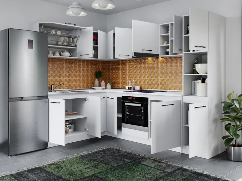 Set Mobila Bucatarie Colt Mina Pure 180*260 Alb C58 — imaginea 2