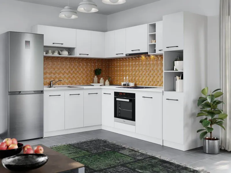 Set Mobila Bucatarie Colt Mina Pure 180*260 Alb C58 — imaginea 3