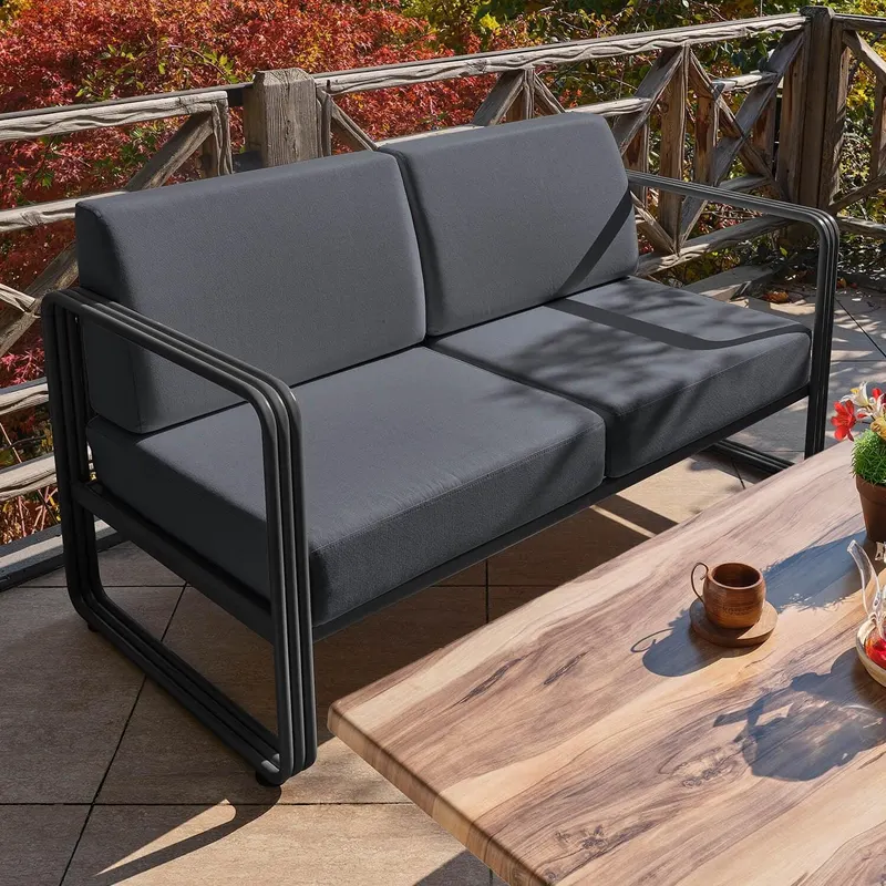 Canapea De Gradină Cu 2 Locuri Zlatan, 151 X 66 X 70 Cm - Antracit negru