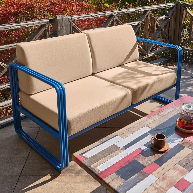 Canapea De Gradină Cu 2 Locuri Zlatan, 151 X 66 X 70 Cm - Albastru Bej