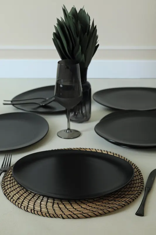 Set de farfurii 6 bucăți X0001613400000000000000000, Matte black - Negru