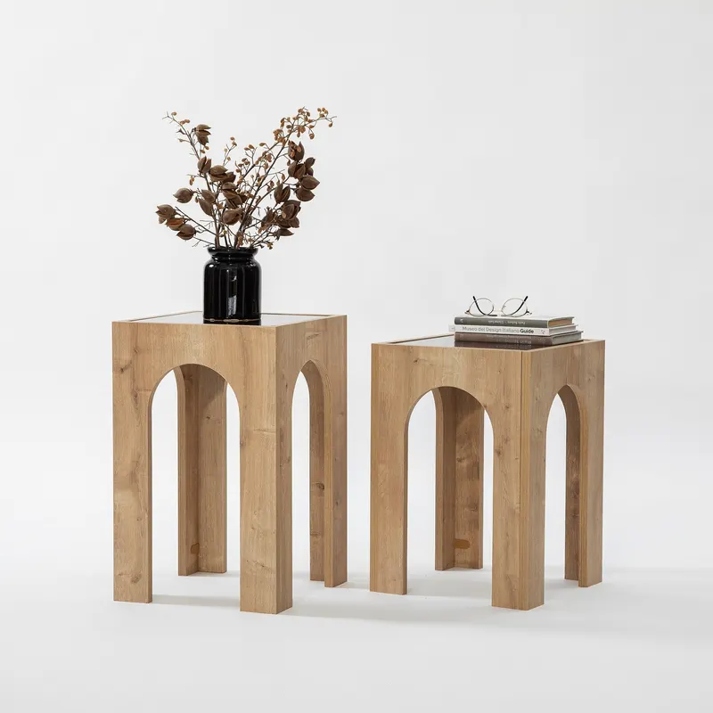 Măsuță de cafea Seine Set - Dark Grey, Sapphire Oak, Gri închis - Stejar - Gri - Albastru - Stejar