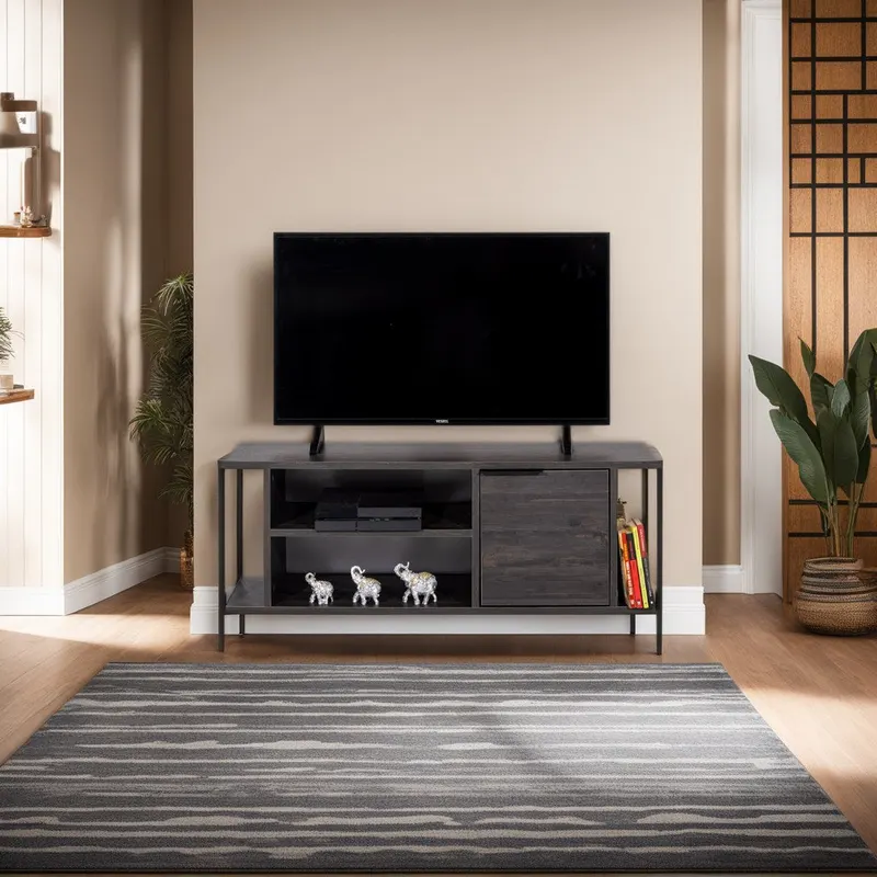 Comodă TV Bond - Rebab, Maro închis - Negru, 120x35x48 cm - Maro - Negru