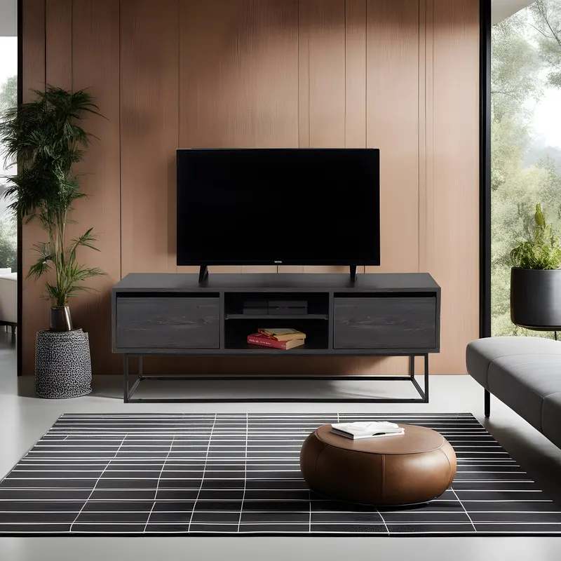 Comodă TV Escape 140 - Rebab, Maro închis - Negru, 140x40x50 cm - Maro - Negru