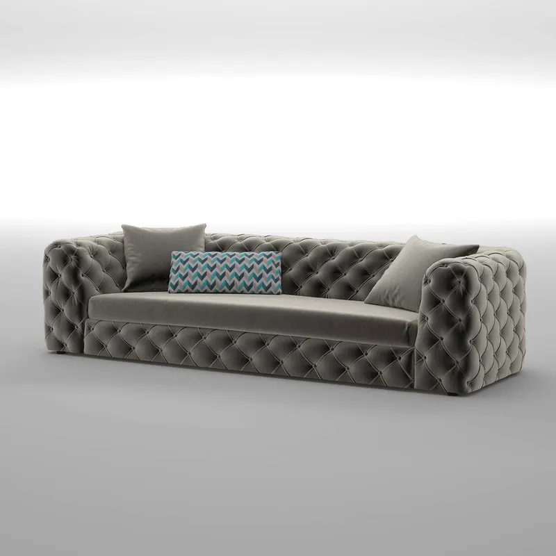 Canapea fixă 3 locuri Zeus, Gri, 255x100x70 cm - Gri