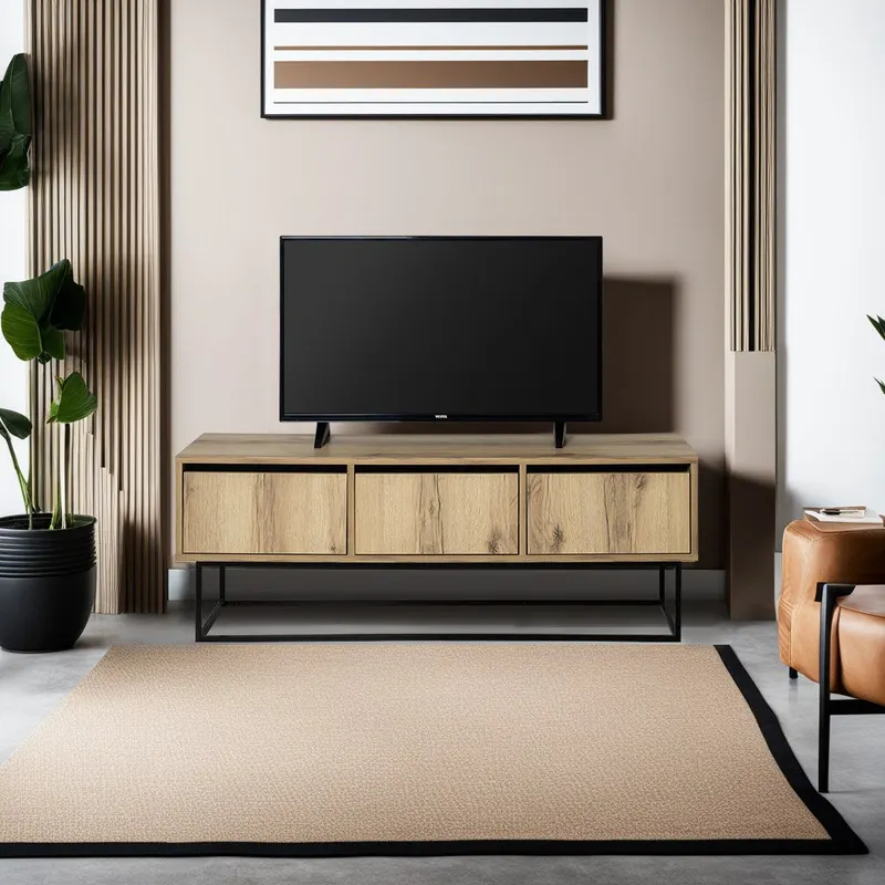 Comodă TV Kordon 140, Felt - Negru, 140x40x50 cm - Negru