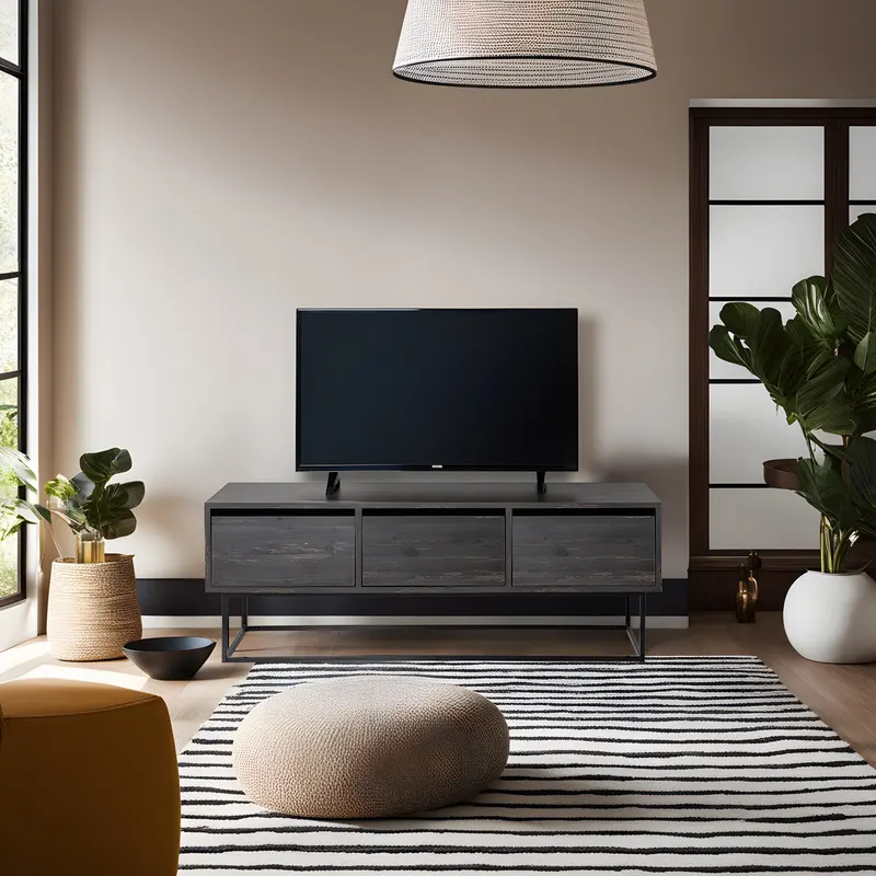 Comodă TV Kordon 140 - Rebab, Maro închis - Negru, 140x40x50 cm - Maro - Negru