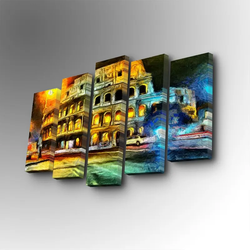 Tablou canvas 5 bucăți 5PUC-088, Multicolor, 82x50x3 cm - Multicolor