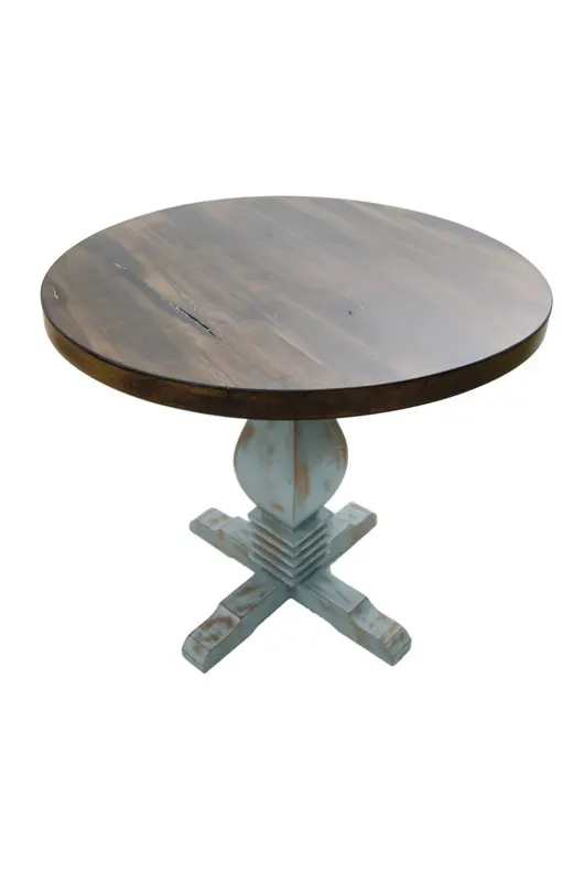 Masă dining Manorca, Maro - Albastru deschis, Ø75x75 cm - Maro - Albastru