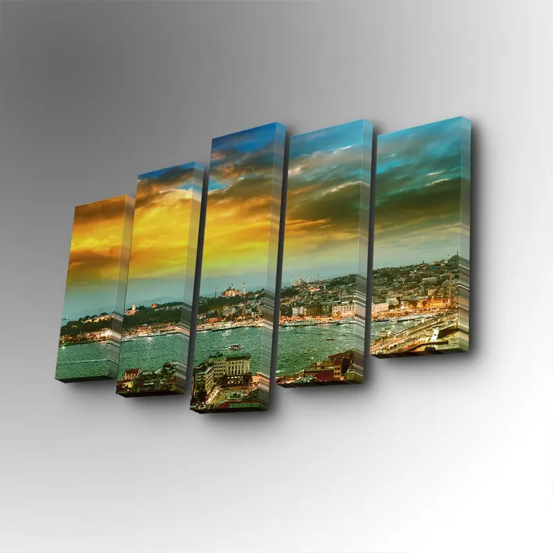 Tablou canvas 5 bucăți 5PUC-090, Multicolor, 82x50x3 cm - Multicolor