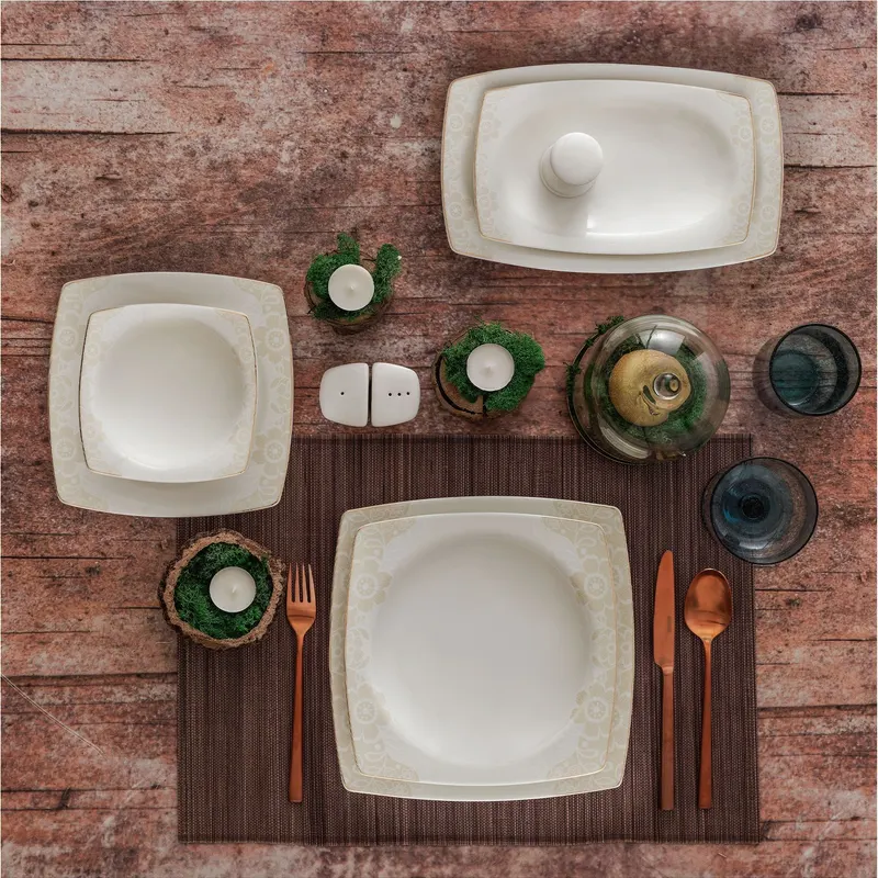 Serviciu de masă 61 bucăți GBSCR61KYT8305487, Alb, 29x18 cm - Alb