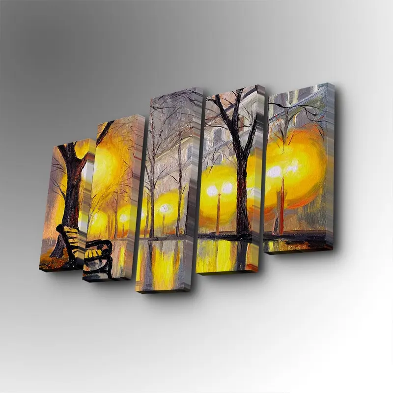 Tablou canvas 5 bucăți 5PUC-091, Multicolor, 82x50x3 cm - Multicolor