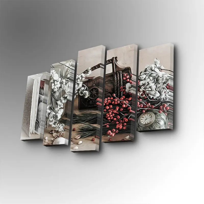 Tablou canvas 5 bucăți 5PUC-095, Multicolor, 82x50x3 cm - Multicolor