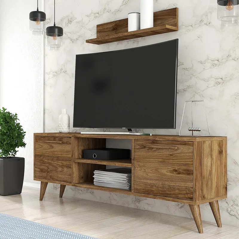 Comodă TV Senfoni 1116, Nuc, 138x30x49 cm - Nuc