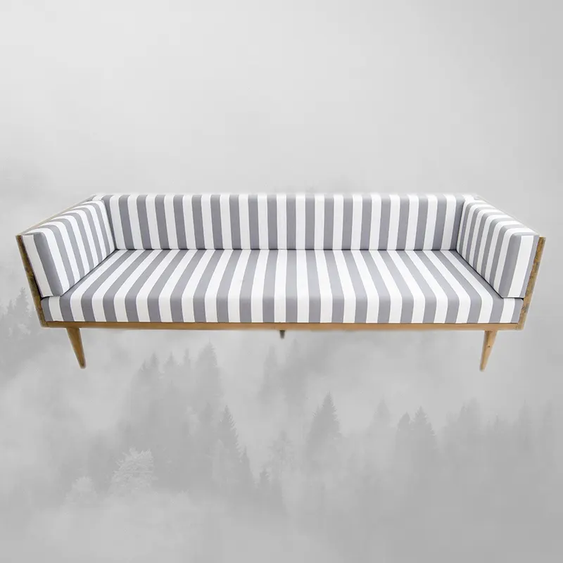 Canapea fixă 3 locuri Cocos, Pin - Alb - Gri, 160x75x70 cm - Natural - Alb - Gri