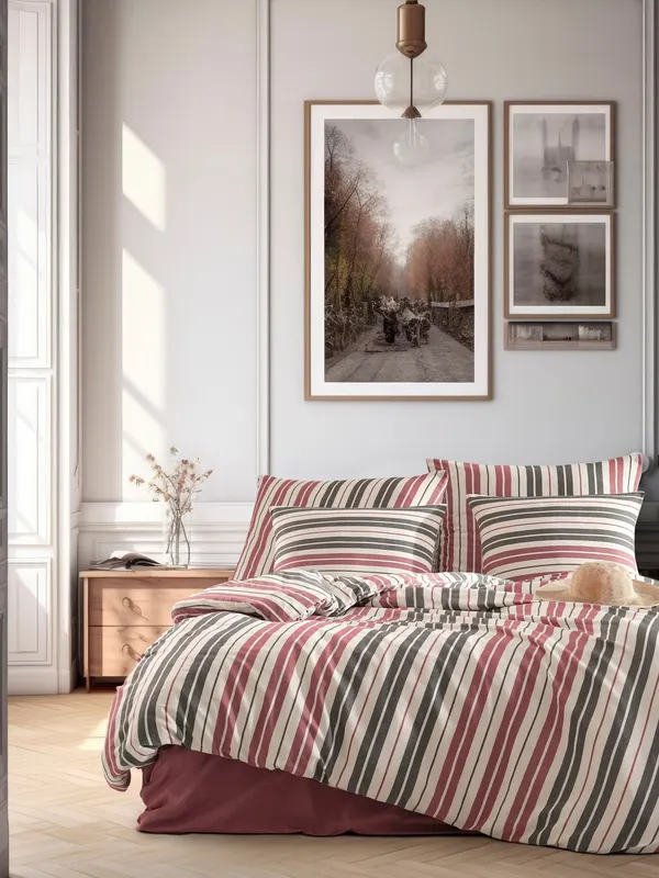 Set lenjerie de pat dublă Monaco, Bordo, 200x200 cm - Roșu