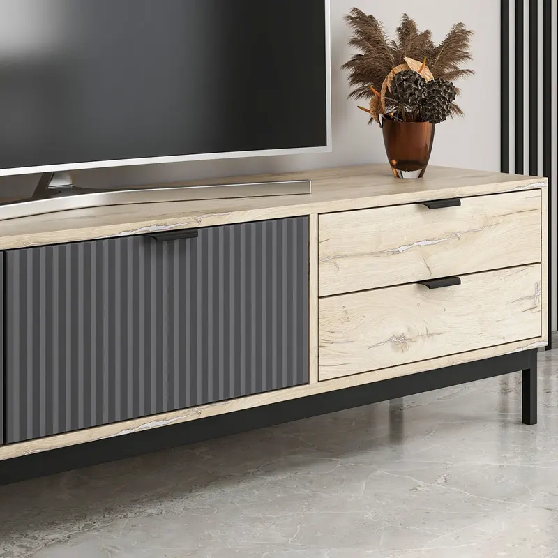 Comodă TV Esta - 8871, Antracit, 180x35x47 cm - Antracit