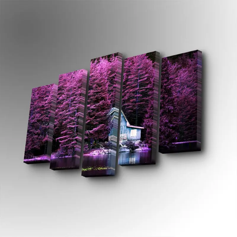 Tablou canvas 5 bucăți 5PUC-104, Multicolor, 82x50x3 cm - Multicolor