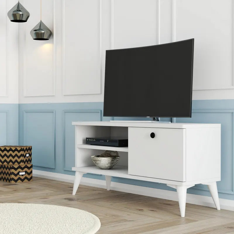 Comodă TV Retro 1554, Alb, 90x30x15 cm - Alb