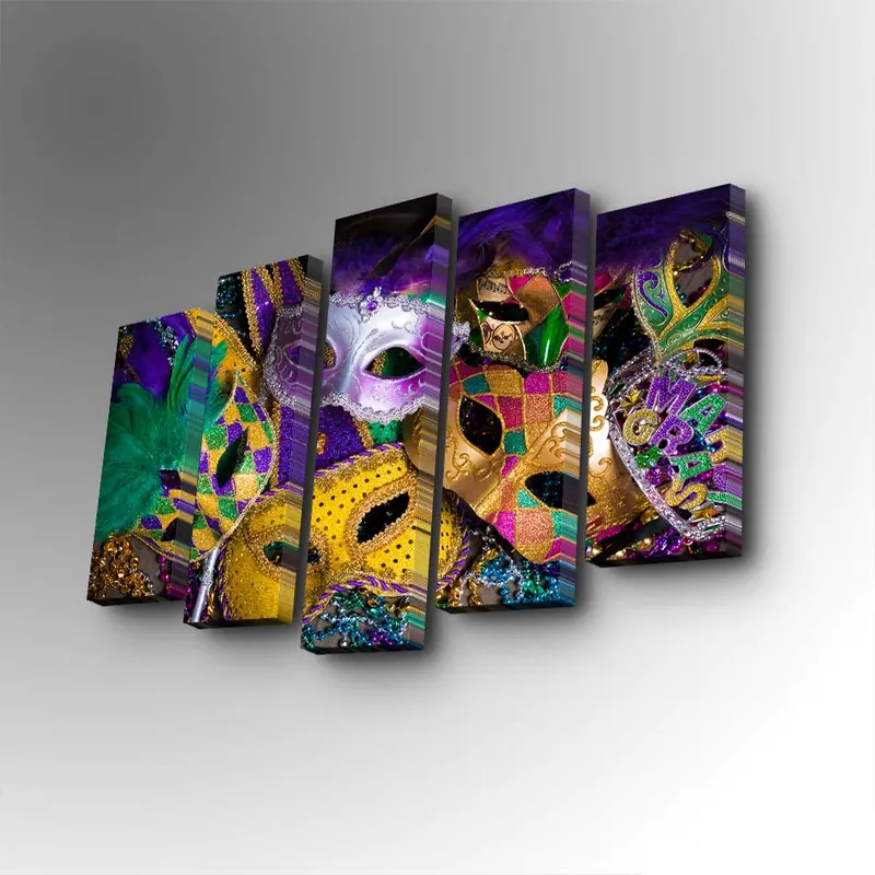 Tablou canvas 5 bucăți 5PUC-107, Multicolor, 82x50x3 cm - Multicolor