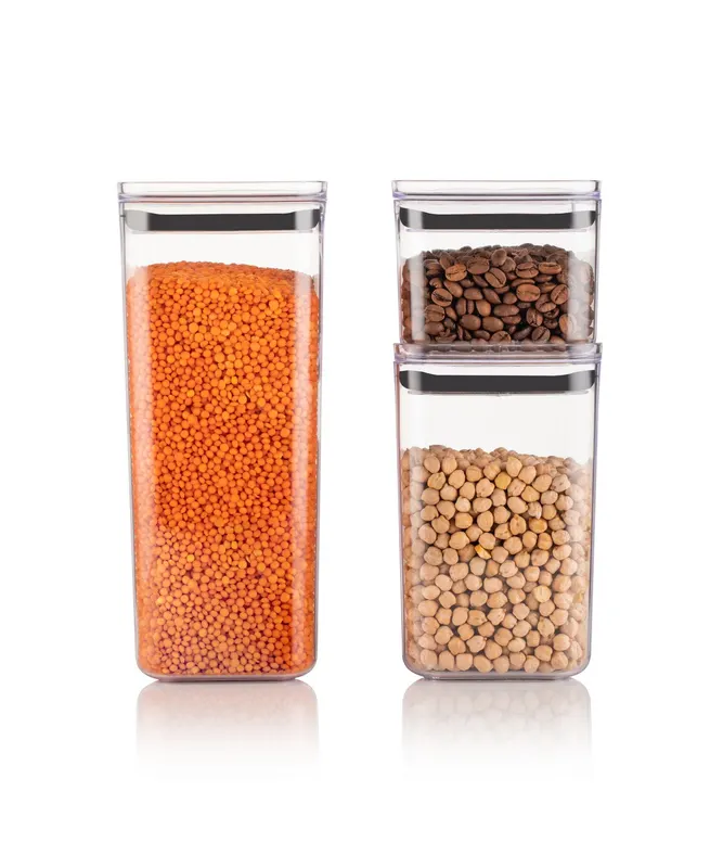 Set recipiente pentru depozitare 3 bucăți KARE3BOY3, Transparent, 11x11x8 cm - Transparent