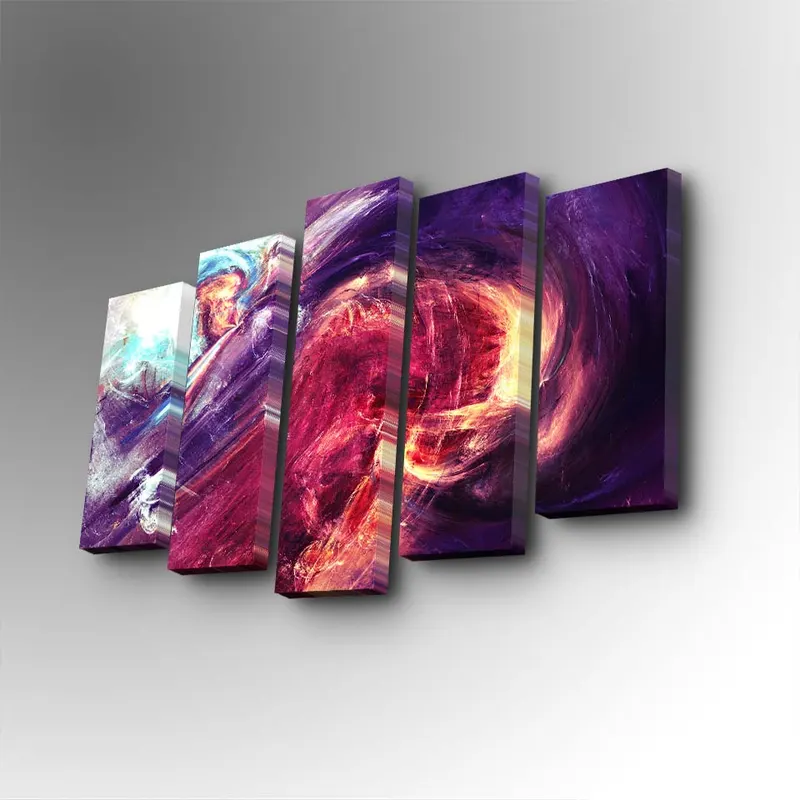 Tablou canvas 5 bucăți 5PUC-110, Multicolor, 82x50x3 cm - Multicolor