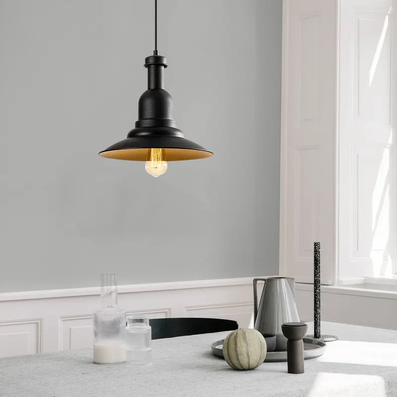 Lustră Sağlam - 3713, Negru - Auriu, Ø33x126 cm - Negru - Auriu
