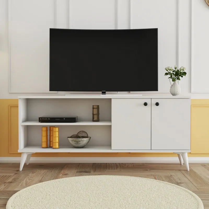 Comodă TV Everest 1574, Alb, 138x30x60 cm - Alb