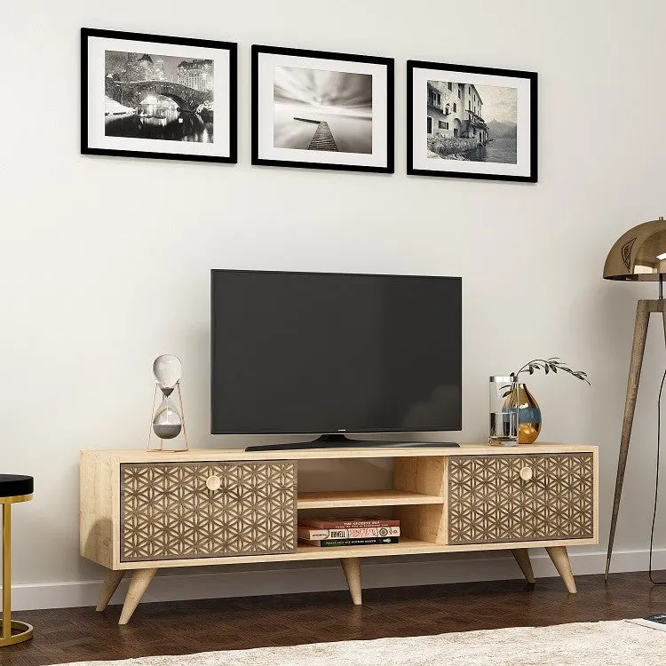 Comodă TV Newyork, Stejar safir, 150x35x45 cm - Stejar