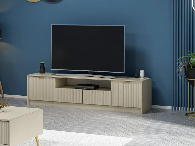Comodă TV Luxe Bazalı, Sandstone, 180x35x45 cm - Bej